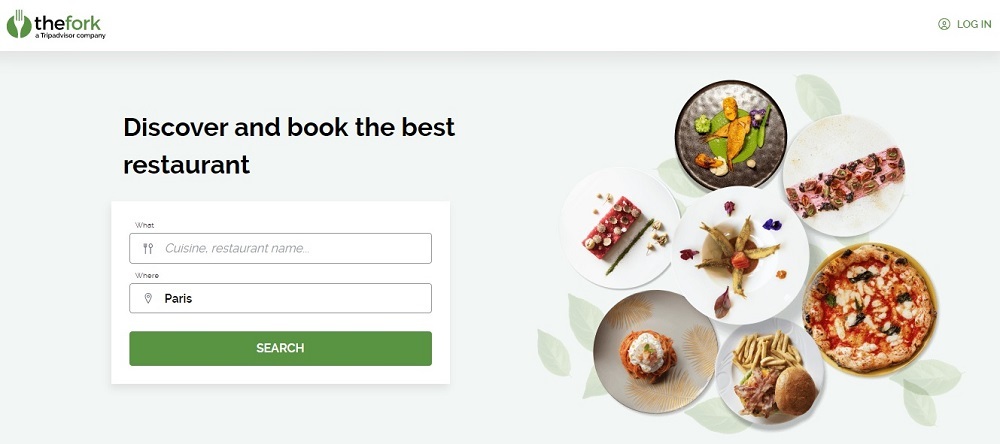 La página principal de búsqueda de restaurantes de TheFork.